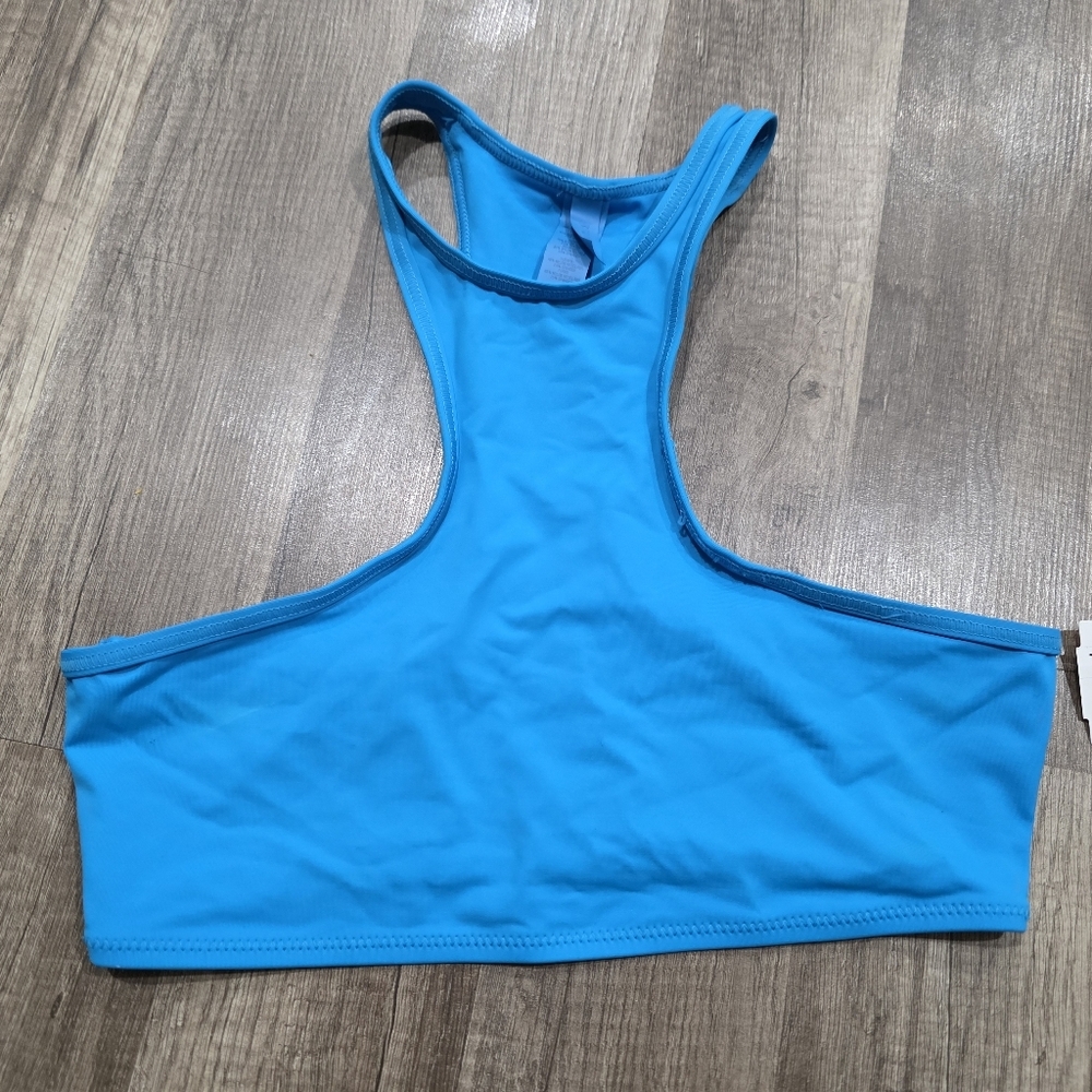 Skims Blue Racer Back Workout Swim Top L Yoga Boho Y2K Beach